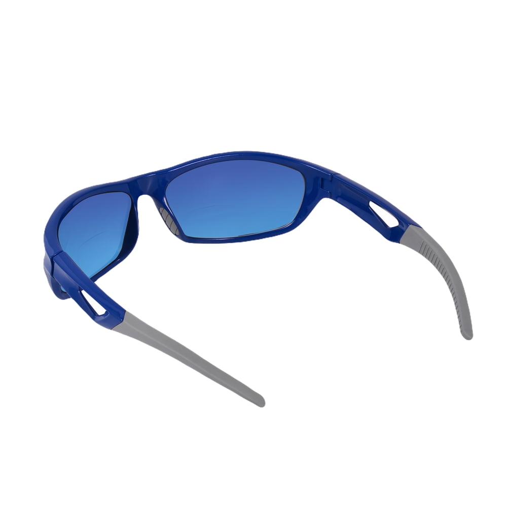 "The Competitor" 2 Pair of Precision Sport Wrap Bifocal Sunglasses Featuring High Definition Lenses - Black/Open Road Blue - 2.50