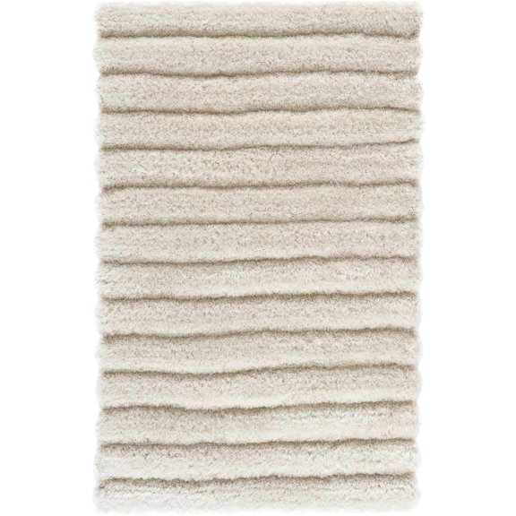SAFAVIEH Cory Striped Plush Shag Area Rug, Pearl, 2' x 3'