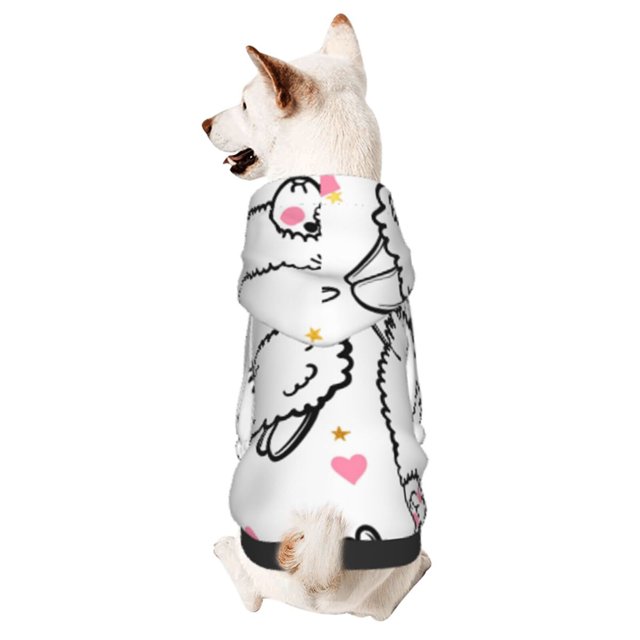 Fotbe Alpacas and Hearts Sudadera con Estampado para Perros Pequeños – Suéter con Capucha para Mascotas, Tela Suave de Forro Polar con Bolsillo-Medium