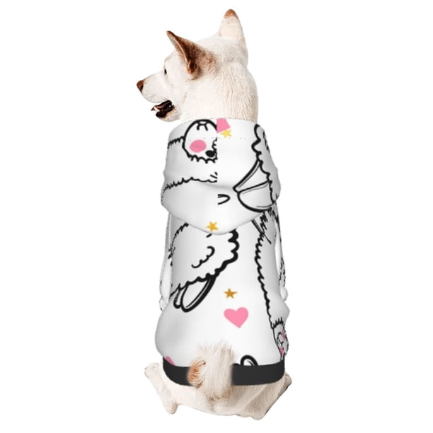 Balery Alpacas and Hearts Sudadera con Capucha para Perros Pequeños – Ropa para Mascotas, Disfraz para Perros y Gatos, Ideal para Fiestas y Cosplay-Small