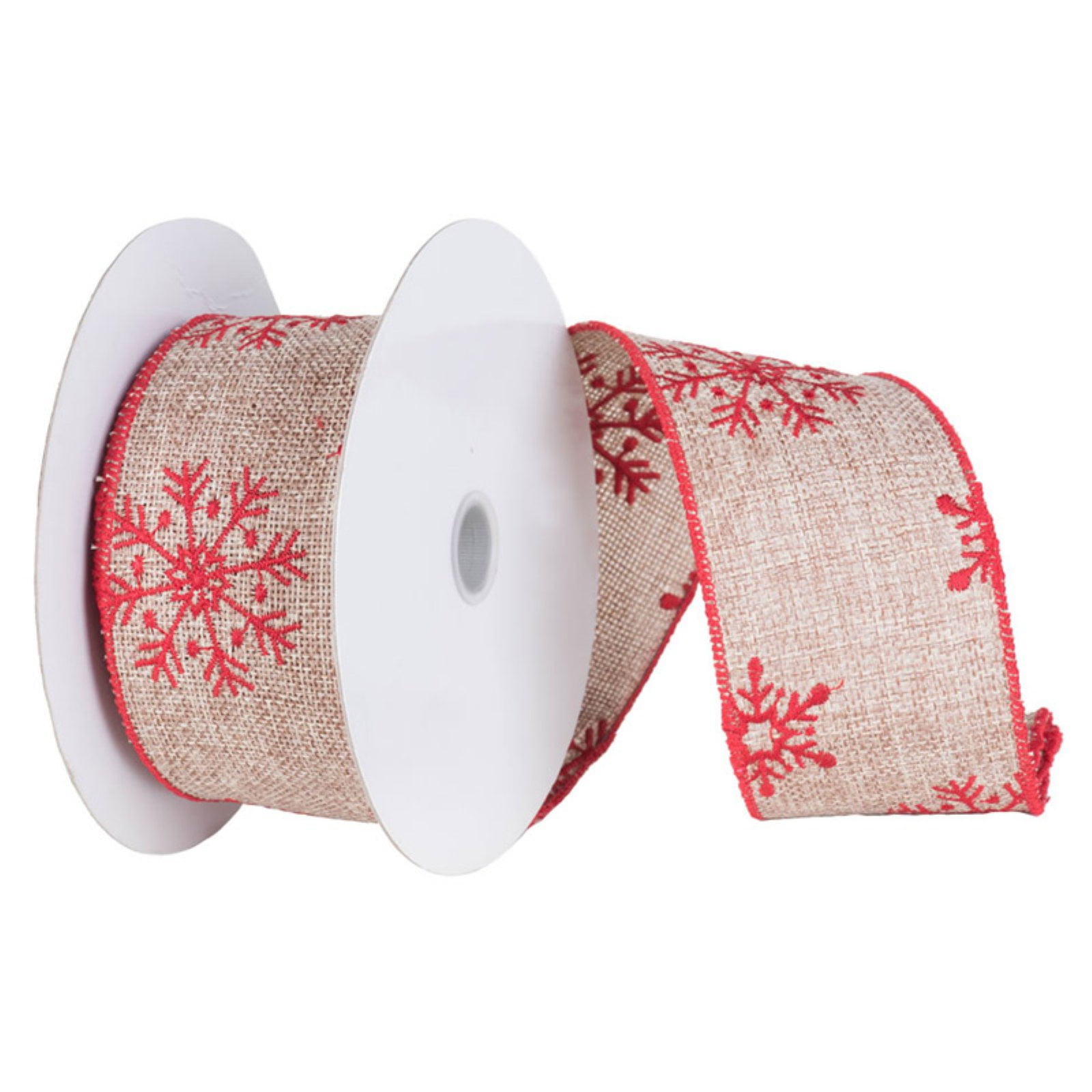 Vickerman 4" Natural Burlap Red Snowflake Christmas Ribbon - Walmart.com