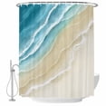 thumbnail image 2 of Abstracts Sandy Beach Shower Curtains for Bathroom, Teal Blue Beige Gradient Ocean Wave Washable Fabric Shower Curtain with Hooks Waterproof Bathroom Decor Sets, 72 x 72 Inches, 2 of 9