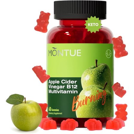 Sugar Free Apple Cider Vinegar Gummies B12 Multivitamin,ACV Supplement Gummy Vitamins,Non GMO, Vegetarian Supplement for Women & Men，Non-GMO Organic（60） Gummies