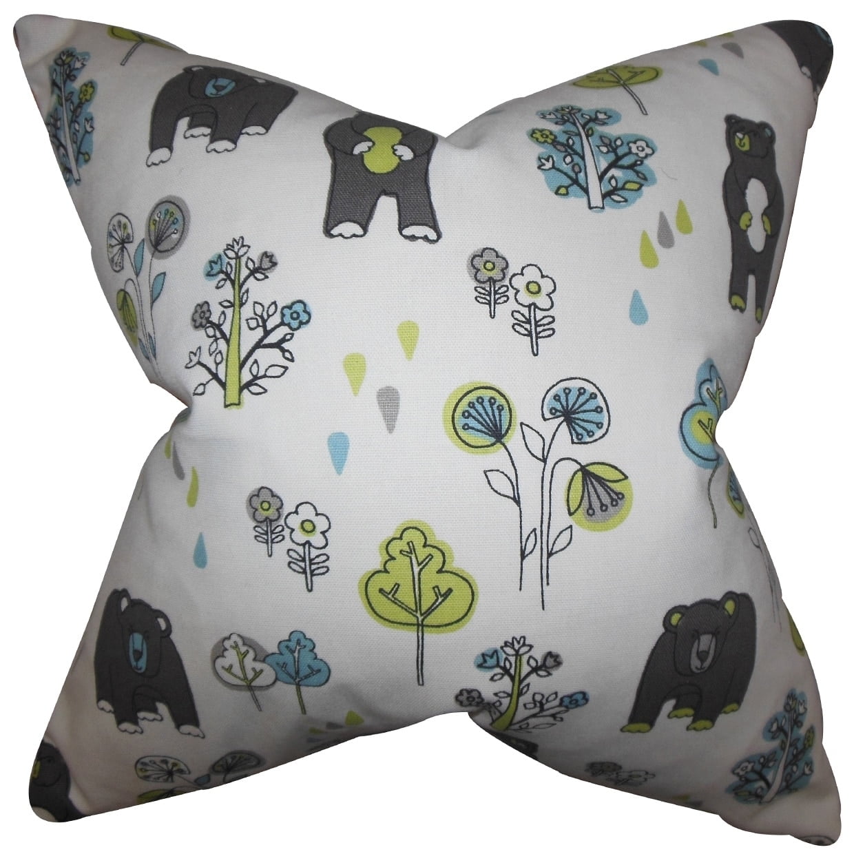 The Pillow Collection Madigan Floral White Feather Filled Throw Pillow