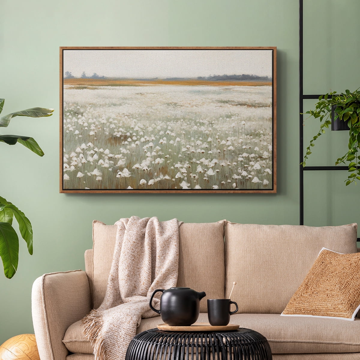 Vintage Landscape-XVII By Wexford Home Framed in Walnut Wood Gallery Wrapped Canvas 25 in. x 37 in.