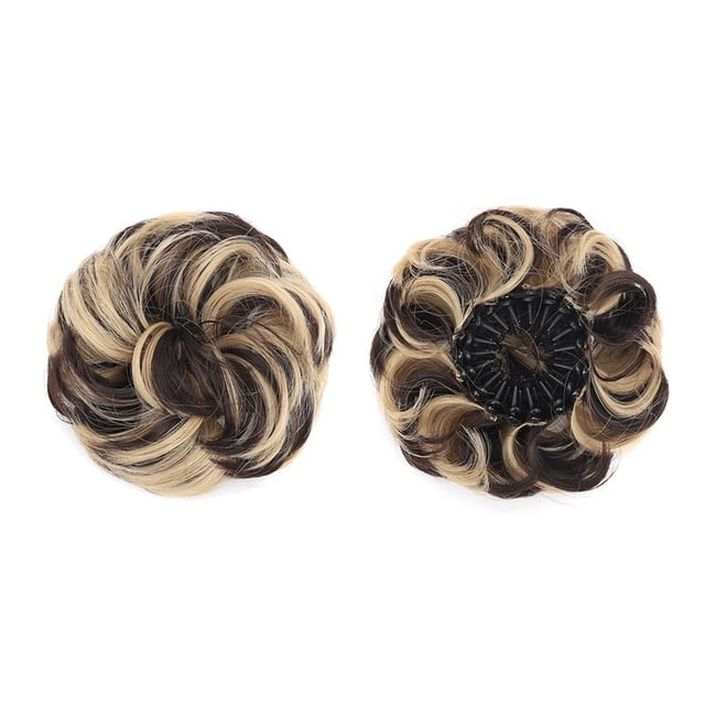 Chignon Désordonné Pièce de Cheveux Synthétique Moelleux en Forme de Nid d'Oiseau Rétractable Ondulé Bouclé Extensions de Cheveux