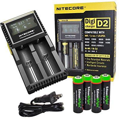 Nitecore D2 smart battery Charger with LCD display For Li-ion, IMR, LiFePO4 26650 22650 18650 17670 18490 17500 18350 16340 RCR123 14500 10440 Ni-MH And Ni-Cd AA AAA AAAA C Rechargeable Batteries