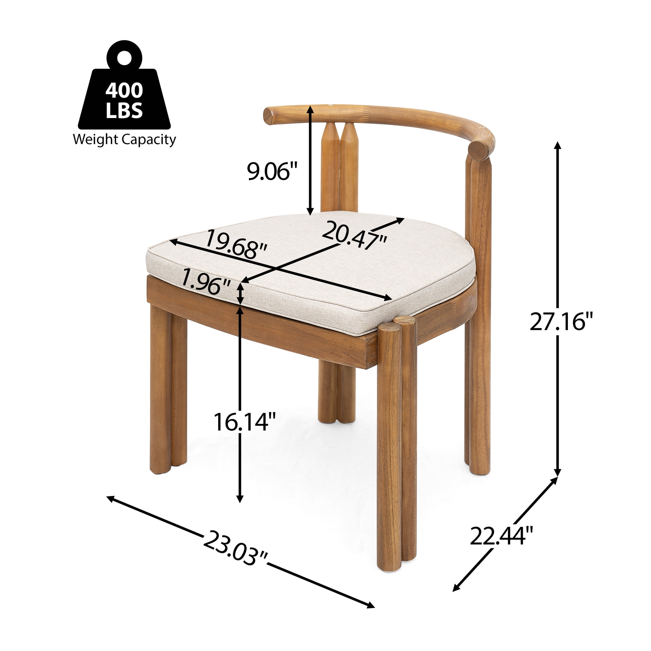 Christopher Knight Home Outdoor Dining Set, 8 Seats, Patio Chairs with 79" Table, Teak+Beige