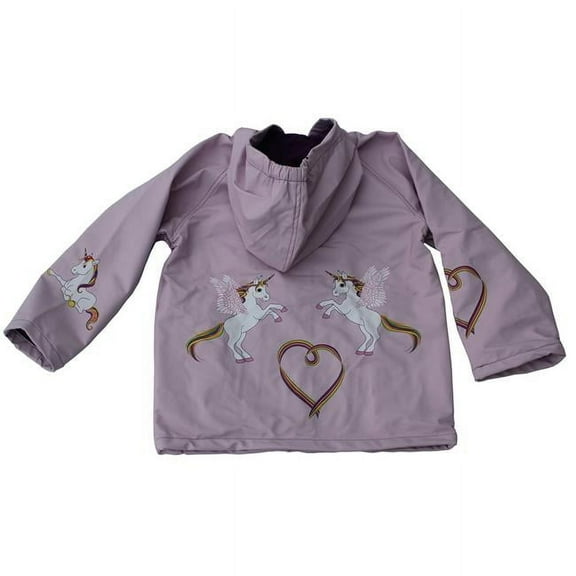 Girls Lilac Rainbow Unicorn Toddler Raincoat - Size 2T