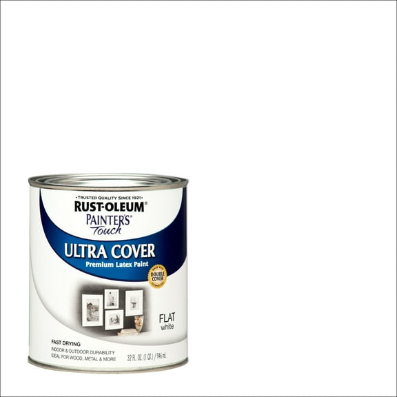 White, Rust-Oleum Painter's Touch Ultra Cover Flat, Quart, 2 Pack
