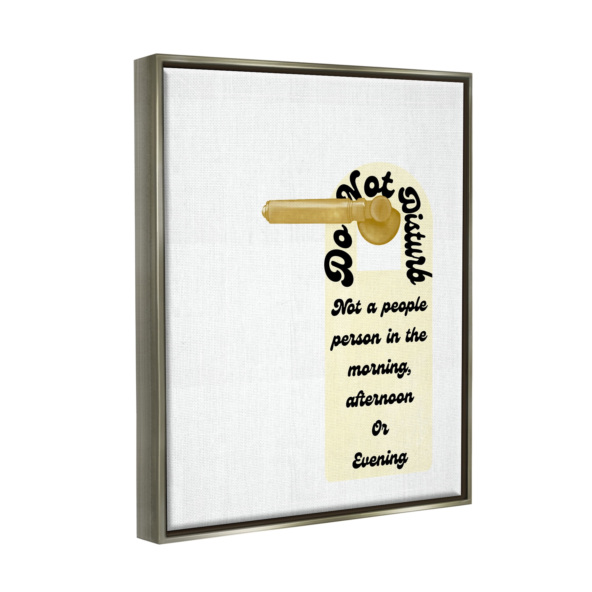 Stupell Do Not Disturb Door Handle Humor Inspirational Painting Gray Floater Framed Art Print Wall Art