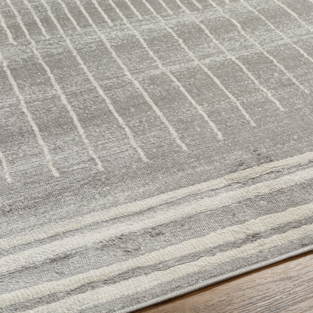 Livabliss Area Rugs for Living Room, 9ft Round Floransa Modern Gray Square Rug, Bedroom Dining Room Home Decor Stain Resistant Carpet (7'10" x 7'10")