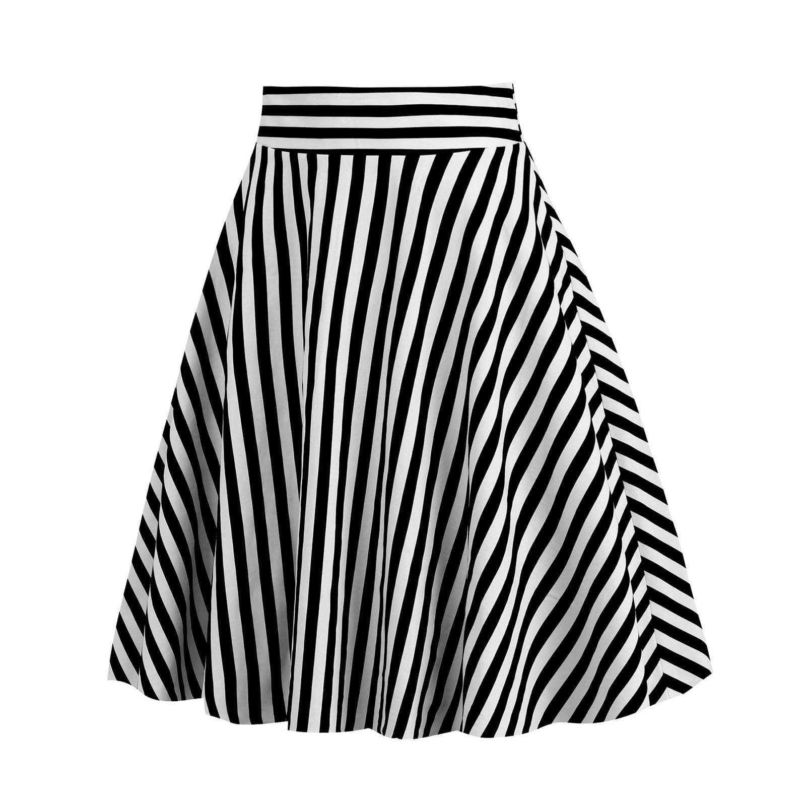 Women's Retro Stripes This Casual Fashion Retro Style Skirt Skirt