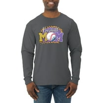 Baseball Mom Cheetah Glitter Sports Mens Long Sleeve Shirt, Charcoal, 3X-Large
