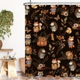 thumbnail image 3 of Nanqianyi Fall Black Shower Curtain,Fox Raccoon Autumn Leaf Bathroom Curtain Set,36 x 72 Inch, Polyester Waterproof Decor with Hooks, 3 of 7