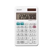 Sharp EL-377WB 10-Digit Display Handheld Calculator Battery Powered, White