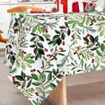 thumbnail image 2 of Christmas Tablecloth Rectangle Holly Berries Fabric Table Cloth Washable Xmas Table Cover for Picnic Dinner Table Home Kitchen Christmas Party Decor, 60 x 102 Inch, 2 of 6