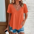 thumbnail image 4 of Scalloped V Neck Eyelet Blouse for Women Short Sleeve Embroidered Hollow Out Loose Fit Soft Breathable Summer Casual Work Office Shirt Top, 4 of 9