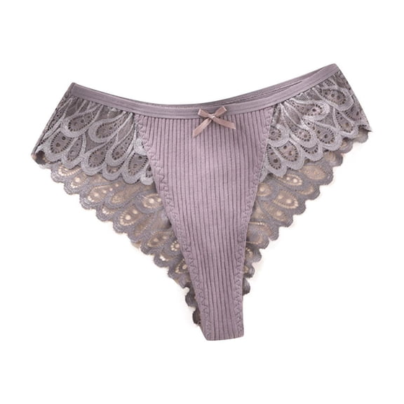 Fewfanhot Women's Plus Size Lace Trim Thong Panties Fashion Breathable Seamless Solid Color Underwear No-Show Design for Dresses & Fitted Outfits, XL-4XL