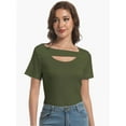 thumbnail image 5 of Womens Summer Short Sleeve T Shirts Slim Fit One Piece Cutout Scoop Neck Going Out Date Night Tops, 5 of 6