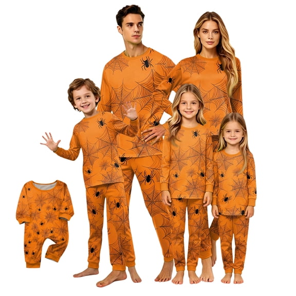 Halloween Family Matching Pajamas Sets, Halloween Family Loungewear, SpiderWeb Printed Holiday PJS, Halloween Family for Home Relaxation Casual Wear, Party Home Wear Sleepwear for Family