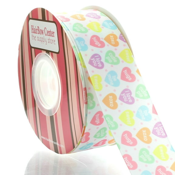 1.5" Valentine Candy Heart Grosgrain Ribbon 25yd
