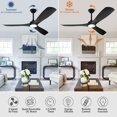 thumbnail image 2 of DingLiLighting 52" Modern Indoor Outdoor Ceiling Fan with Light LED Dimmable Remote,5-Speed Industrial Ceiling Fan for Patio Exterior House Porch livingroom bedroom, Black,3-Blade,Timing, 2 of 8