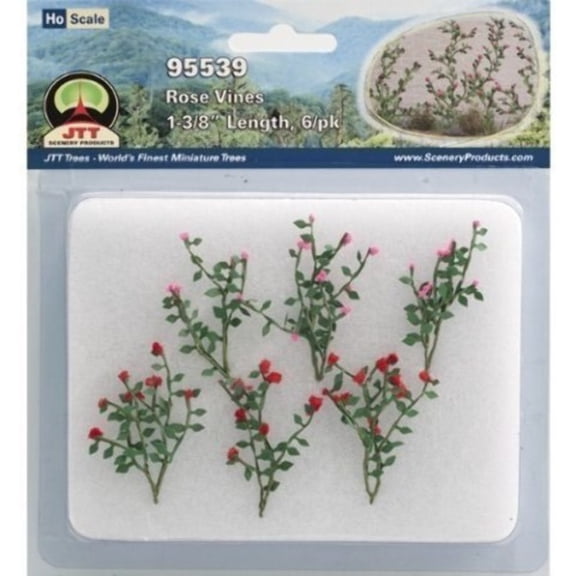 MRCJTT95539 1.37 in. HO Flowering Plants Rose Vines Scale Hobby Train Sceneries - Pack of 6