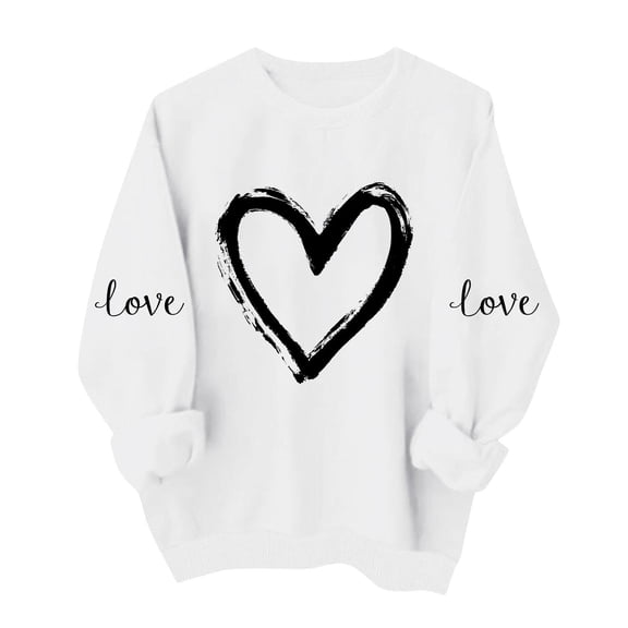 zbxnLI Valentine's Day Top for Womens Crew Neck Sweatshirt Graphic Tee Long Sleeve Shirts Spring Pullover Outfits