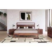 Limari Home Berlin Modern Veneer and Solid Wood Bedroom Nightstand in Walnut