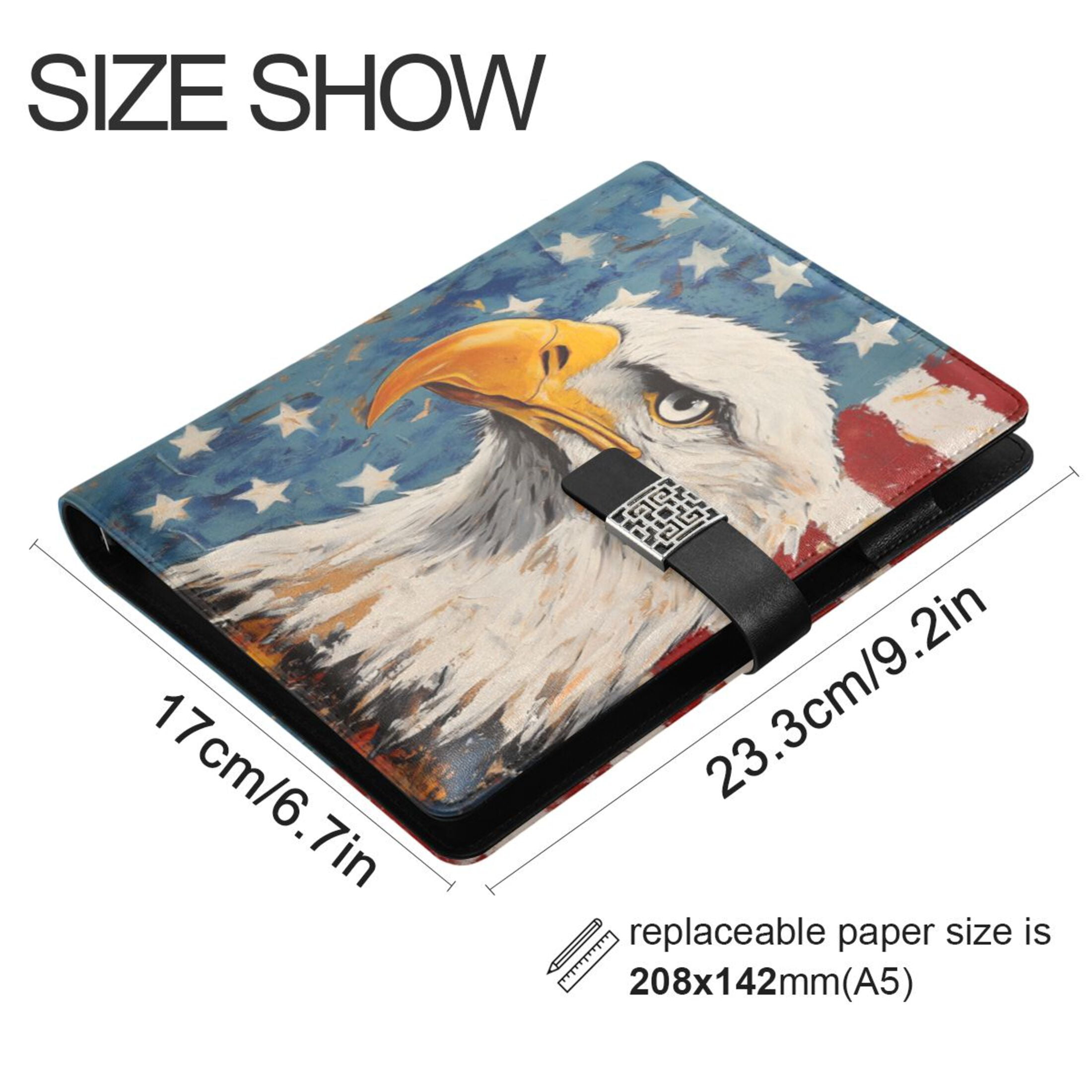 Leather Planner Leather Notebook Notebook Journal Binder Design Pen Pocket Design Convenient for Storage Eagle Pattern