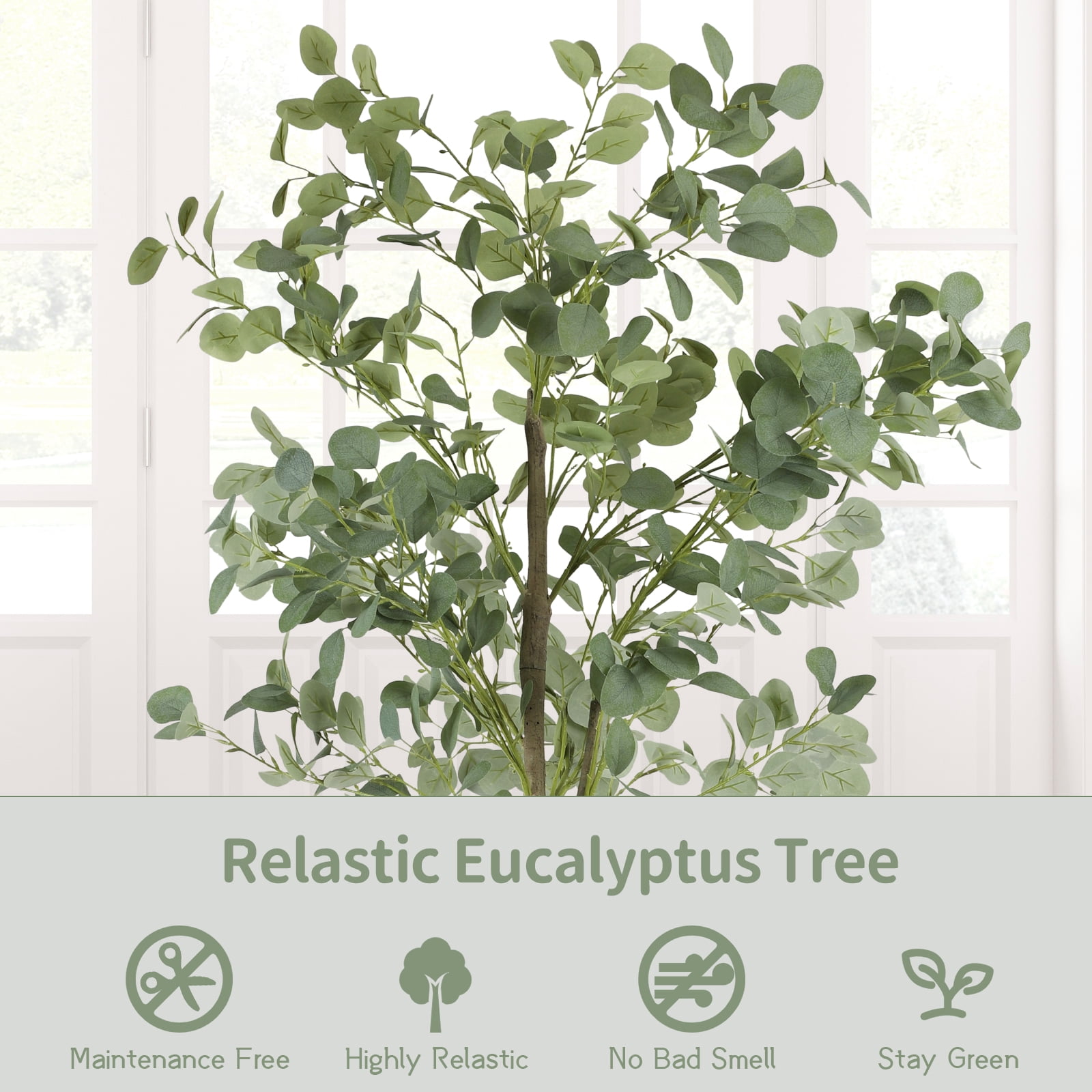 Indoor Faux Artificial Eucalyptus Tree, 5ft