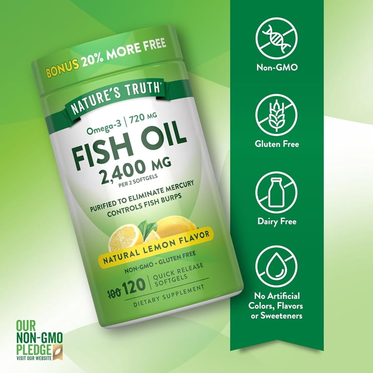 Nature's Truth, Fish Oil, 2400mg, Lemon Flavored Softgels