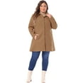 thumbnail image 3 of DARING DIVA Women's Plus Size Full Lined Side Pocket Single Breasted Coats 3X Camel, 3 of 6