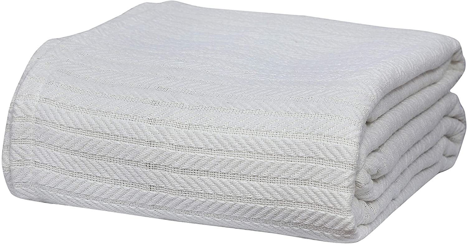Eurotex 100 Cotton Blanket Queen 90 x 90 inches, Summer Lightweight