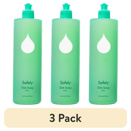 (3 pack) Safely Biodegradable Dish Soap, Rise Scent, 16 fl oz