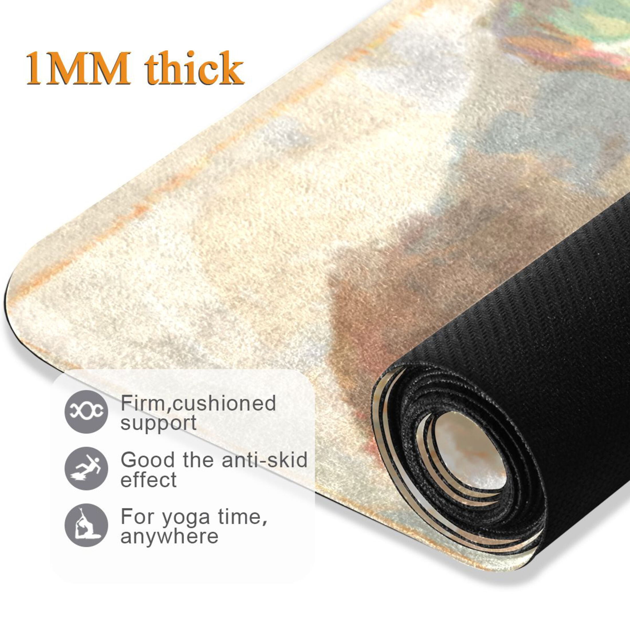 BZSMCE Yoga Mat Women Fitness Mat Curious Kitten with Crystal Ball Pattern