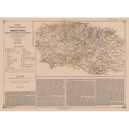 Historic Map - Toledo Province Spain - Valverde 1880 - Vintage Wall Art