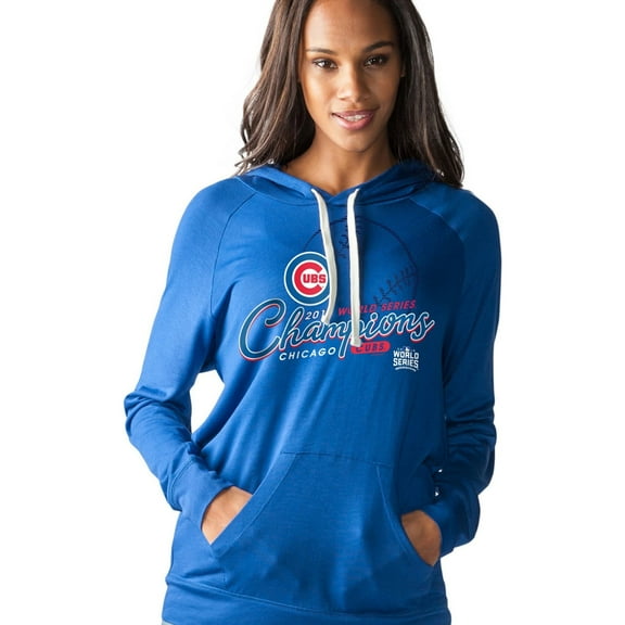 Touch Womens Cubs 2016 World Series Champs Hoodie Sweatshirt, Blue, Large
