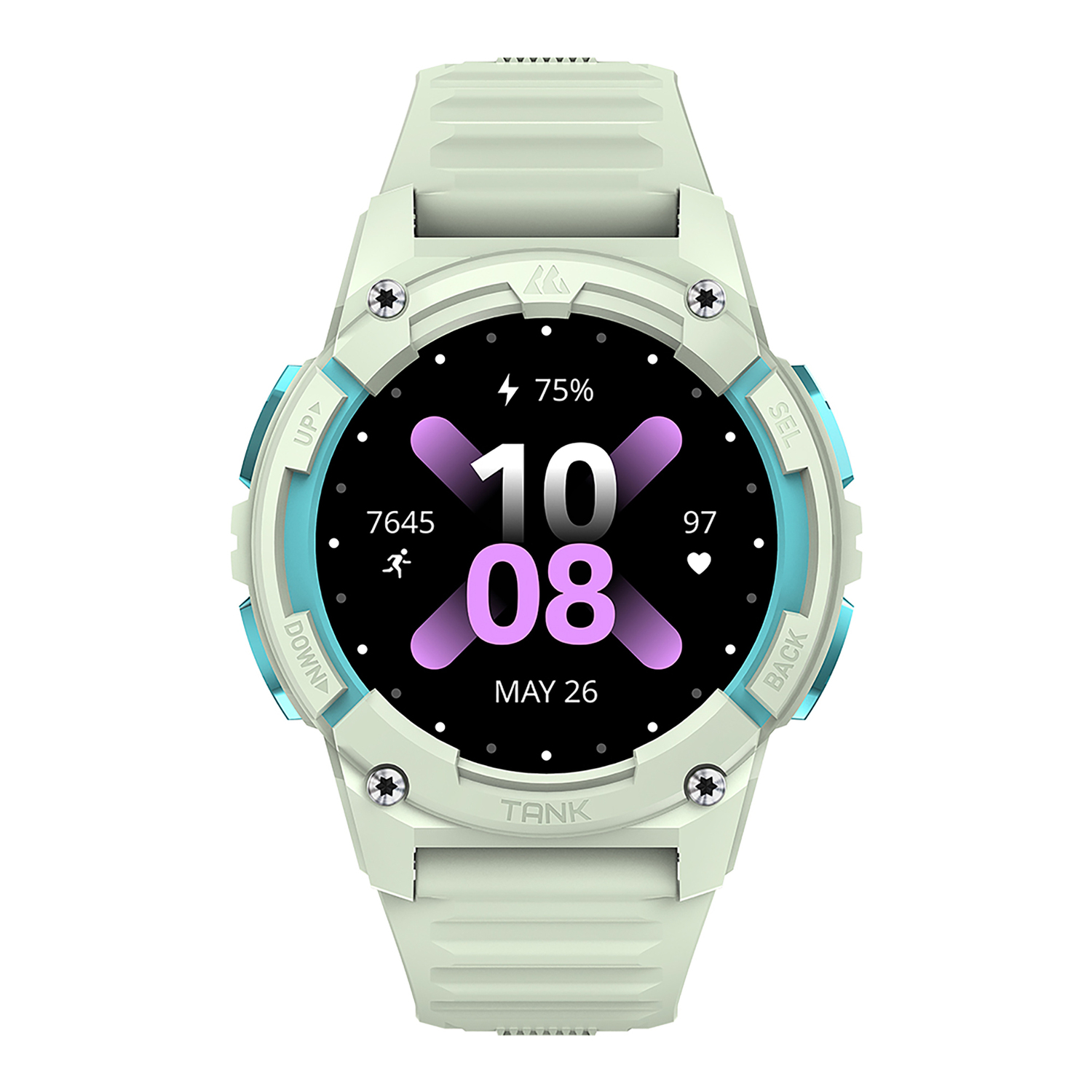 KOSPET TANK S2 1.32-In. AMOLED GPS Smartwatch with Silicone Band (Iris Green), P-S001-G