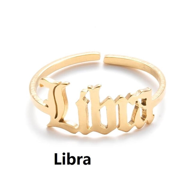 Jusqu'à 65% de Réduction Douze Constellation Anglais Lettre Anneau Ouverture en Acier Inoxydable Réglable Anneau Collier Bagues Boucle d'Oreille Jewelry sur l'Autorisation