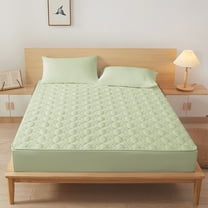 sruoe Fitted Bed Sheets, Queen Fitted Sheets, Deep Pocket Non-Slip Mattress Cover, Mattress Protector, Full Size Bottom Sheet, Soft Washable for Home, Bedroom, Bed Sheets, Green