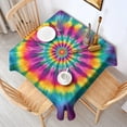 thumbnail image 2 of Rainbow Tie Dye Radial Pattern Square Tablecloth,Waterproof Square Table Cover,Wipeable Spillproof Washable Table Cover for Home Kitchen Party Decor 60"x60"(152x152cm), 2 of 6