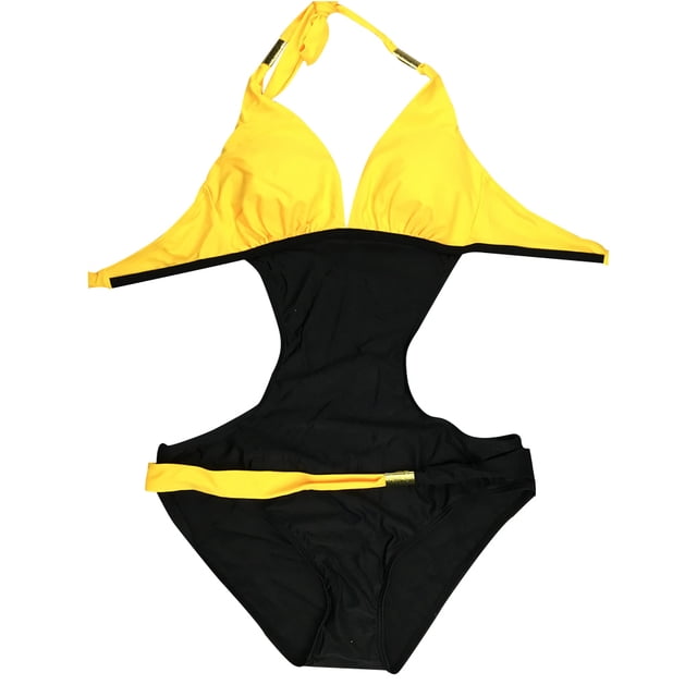 Toystoory estilo Push Up de retales, traje de baño para mujer, traje de baño Sexy para fiesta de verano Traje de baño amarillo negro eu