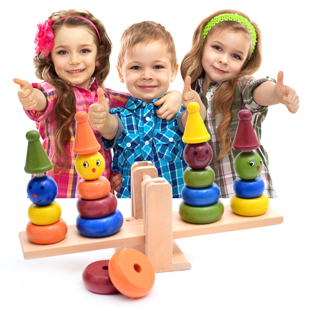 Baby Toy Montessori Wooden Balance Beam Weighing Scale FOR Child's 