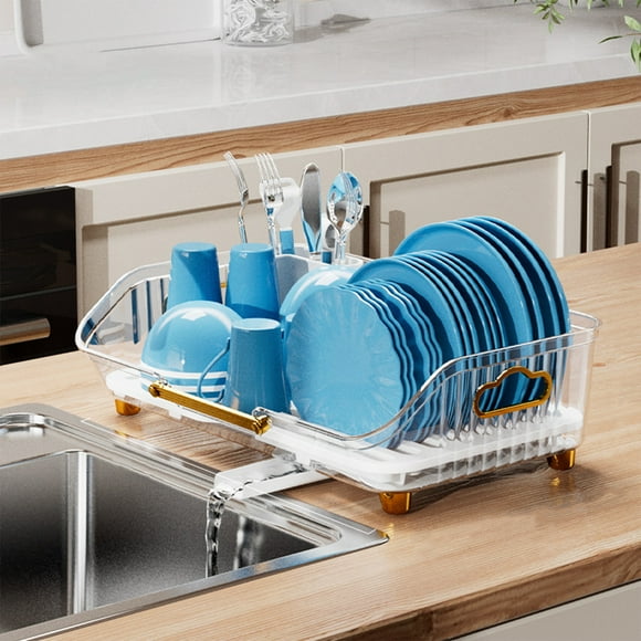 TopLLC Dish Drying Rack With Drainboard Dish Drainers For Kitchen Counter With Sink Spout Dish Strainers With Utensil Draining bowl rack