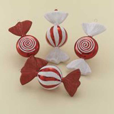 Club Pack Of 12 Candy Fantasy Red And White Swirl Christmas