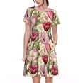 thumbnail image 1 of Balery Tulips Flowers Vestidos sueltos de manga corta para mujer, vestidos de verano 2025, vestidos casuales de corte A con vuelo., 1 of 6