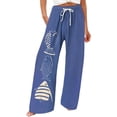 thumbnail image 2 of Palazzo Pants for Women 2026 Spring Summer Elastic High Waist Wide Leg Loose Flowy Cotton Linen Beach Pants with Pockets, 2 of 5