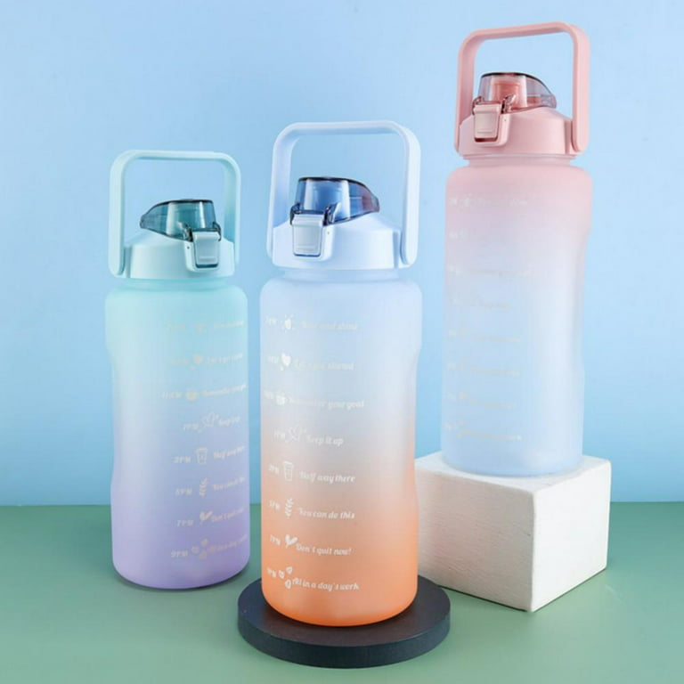 Gradient Color Sports Water Bottle With Handle, Plastic Cup With Soft Straw  And Flip Lid, Convenient Water Kettle